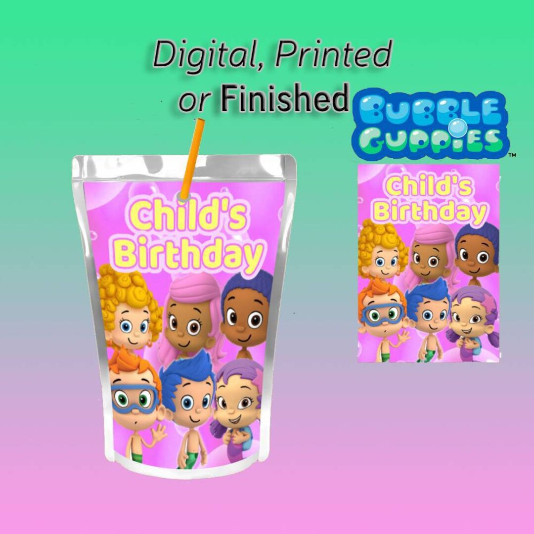 Bubble Guppies Juice Pouch Labels Digital Printed or Etsy