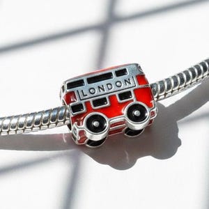 Rot London Doppel Decka Bus Silber 925 Charm, für Pandora Style Bettelarmband | Valentinstag Geschenk