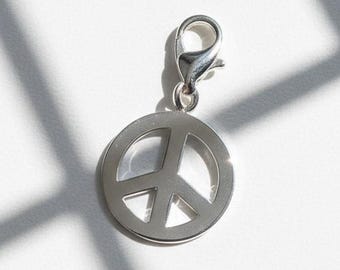 Sterling Silver Peace Sign Charm | Love, Peace, Happiness Bracelet Charm