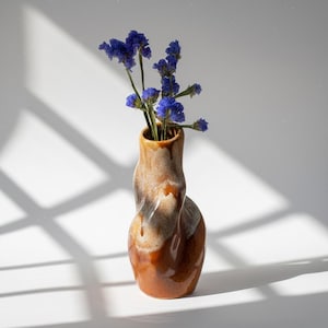 Jarrón/candelabro vintage Kad Yak con esmalte de lava fundida de Israel - Mediados de siglo