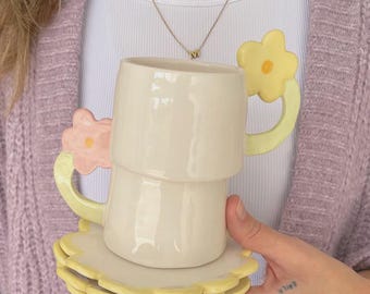Blossom Espresso Cup – Handmade Ceramic Flower Handle