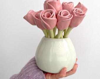 Handmade Ceramic Rose – Hanami Collection, Everlasting Floral Decor