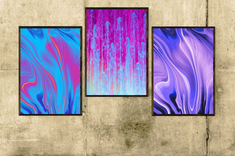 Abstract Art Set of 3 Printsinstant Digital Download Etsy