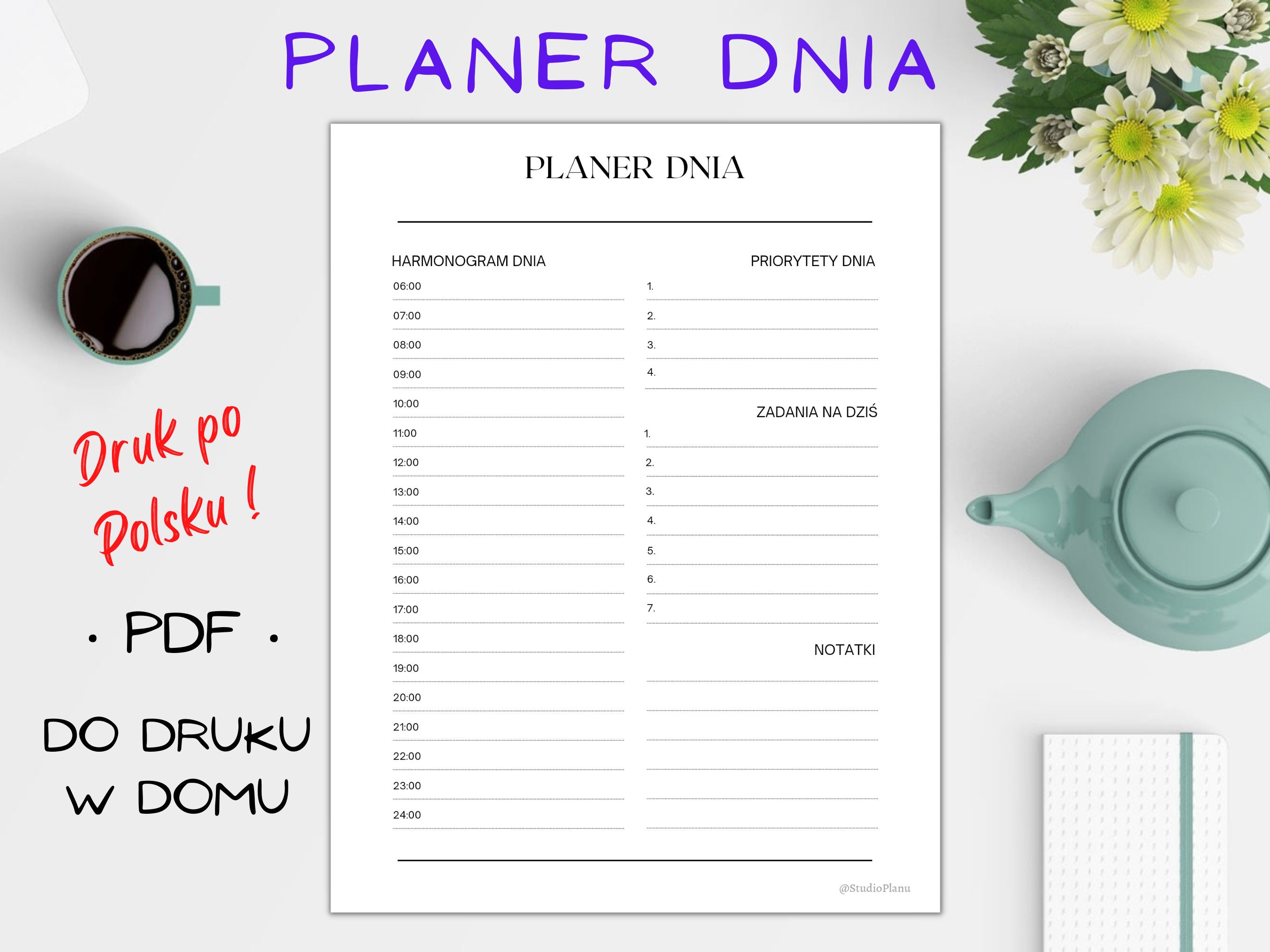 Boxing Journal Time Timeboxing Printable Journal, Printable Timeboxing Planner, Polish ...