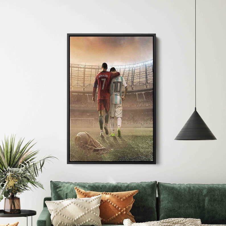Lionel Messi Cristiano Ronaldo, Motivation Canvas, Man Cave Canvas