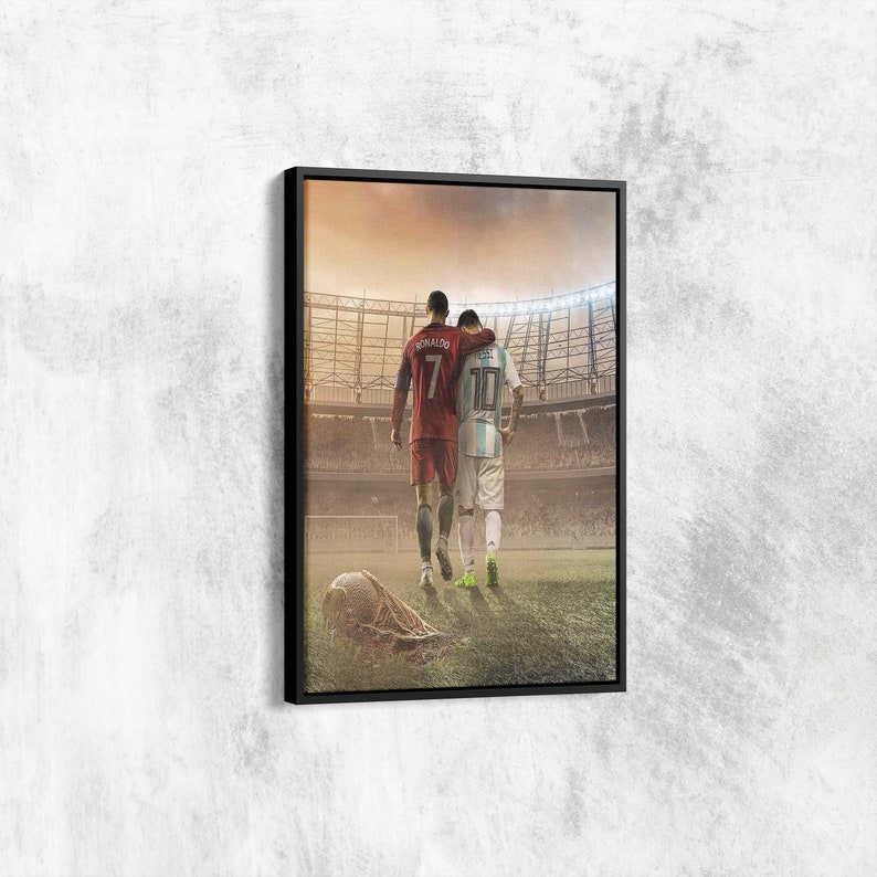 Lionel Messi Cristiano Ronaldo, Motivation Canvas, Man Cave Canvas