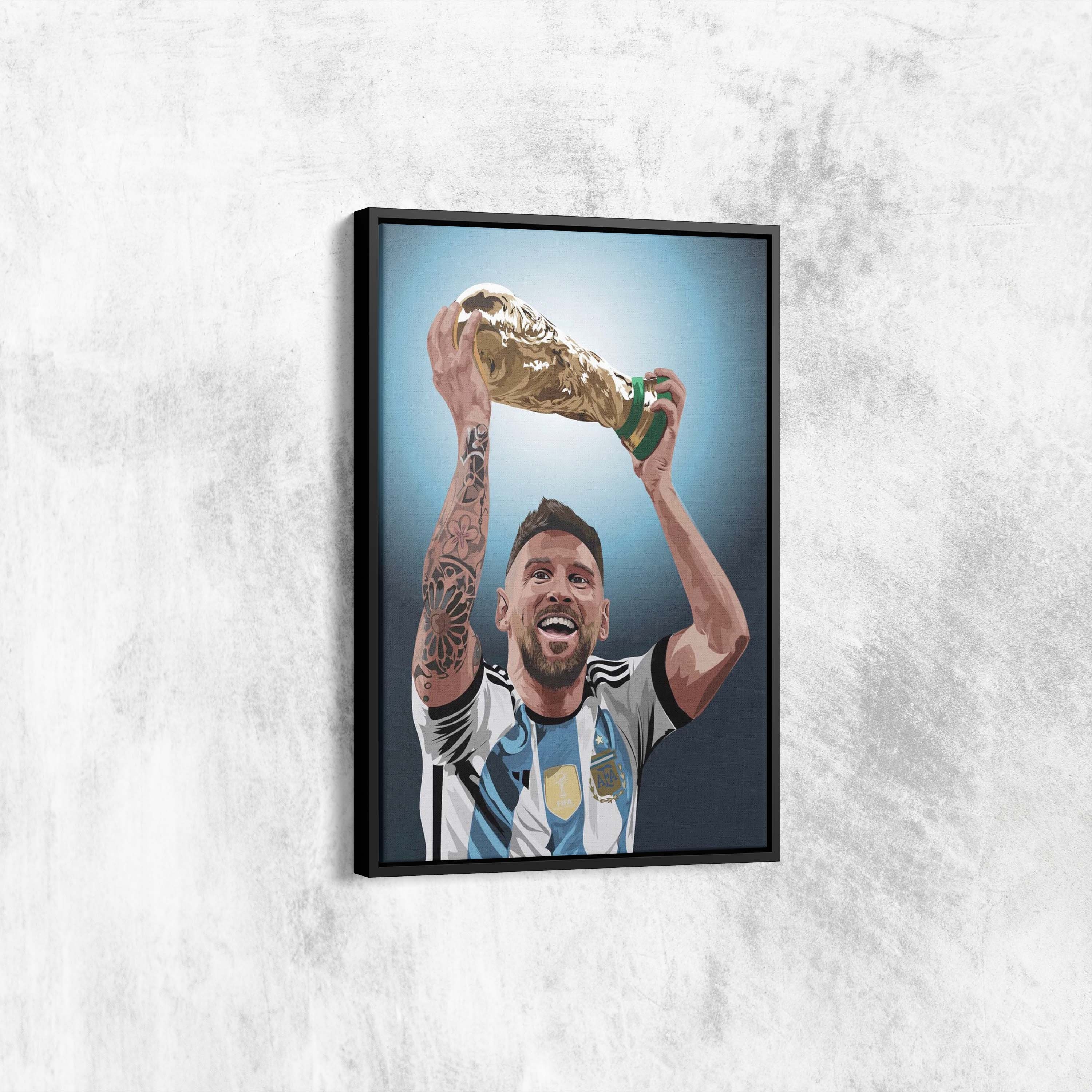 messi holding shirt poster