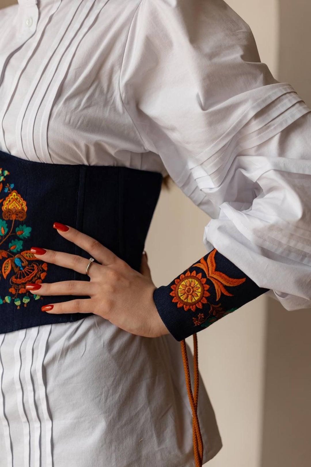 Vodohrai Reversible Blue Ethnic Corset – Ukrainian Pattern Waist Accessory