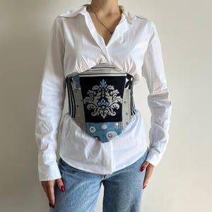 Cintura corsetto in gobelin, cintura corsetto sottoseno patchwork, corsetto rinascimentale personalizzato, corsetto vittoriano