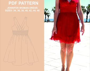 JENNIFER Woman Dress PDF Pattern - with sewing instructions