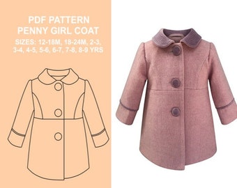 PENNY Girls Coat PDF Pattern - with sewing instructions