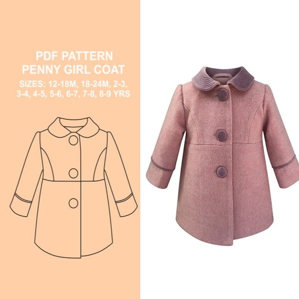 PENNY Girls Coat Patron PDF - avec instructions de couture
