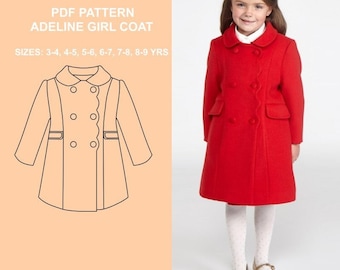 ADELINE Girls Coat PDF Pattern - with sewing instructions