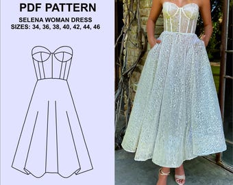 SELENA Woman Dress PDF Pattern - with sewing instructions