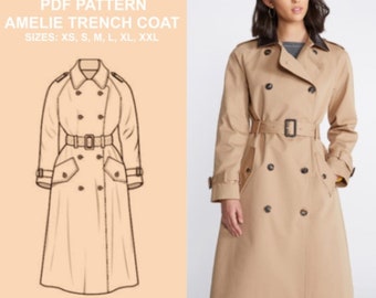 AMELIE Woman Trench PDF-patroon - met naai-instructies