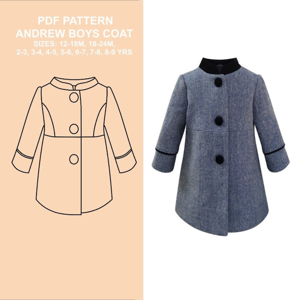 ANDREW Boys Coat PDF Pattern - avec instructions de couture