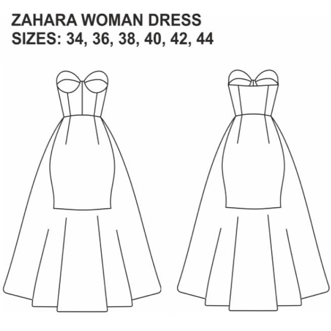 ZAHARA Woman Dress PDF Pattern With Sewing Instructions (Instant ...