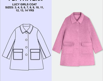 LUCY Girls Coat PDF Pattern - with sewing instructions