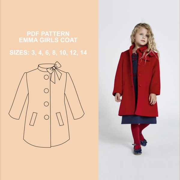 EMMA Girls Coat PDF Pattern - with sewing instructions