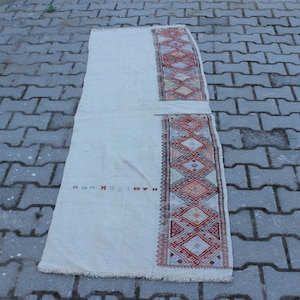 Alfombra Kilim Beige de 2x6, Alfombra Turca Hecha a Mano, Alfombra para Dormitorio de 2,1 x 6,7 pies, Alfombra para Sala de Estar, Alfombra Boho para Pasillo, Alfombra para Decoración del Hogar, Alfombra para Cocina
