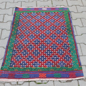 2x3 Turkish Vintage Rug, Small Wool Green Rug, Home Decor Rug, Handmade Living Room Rug, Anatolian Rug, 2.2x3.4 ft, Bedroom Rug, Office Rug