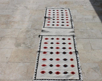 1 x 7 tapis de coureur à motif blanc, tapis vintage turc, tapis décoratif bohème fait main, tapis de sol de chambre à coucher, tapis de cuisine, vieux tapis de l'Anatolie