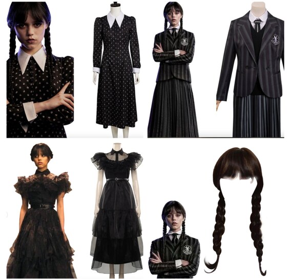 The Addams Family Wednesday Addams Costume Cosplay Dress Handmade