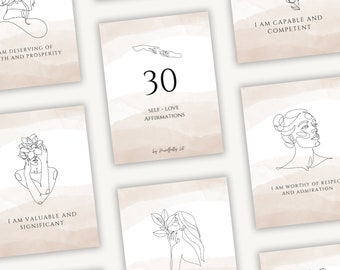 Self-Love Affirmation Cards for Daily Inspiration, Printable and Digital Self-Love Affirmation Cards, Empower Your Mind & Spirit