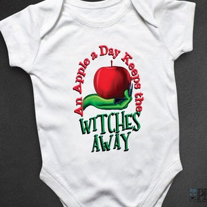 An Apple A Day Halloween Infant Bodysuit, Witches Tops, Halloween Baby Costume, Witches Tops for Newborn, Baby Girl Top, Baby Boy Top
