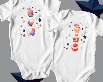 4 de julio Onesie, mono de bebé patriótico, lindo traje del 4 de julio, traje de EE. UU., mono de bebé rojo, blanco y azul, mono de bebé americano