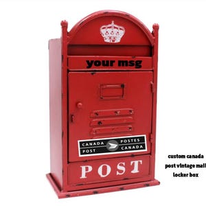 Buzón vintage de Canadá personalizado, de acero inoxidable rojo, con casillero grande para correo de Papá Noel.