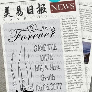 Modèle de planificateur d'événement de mariage pour une invitation de colonne d'actualités de proposition modifiable dans un journal sur toile imprimable