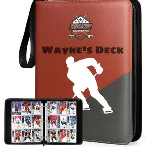 Carpeta de colección de tarjetas de hockey, obsequios para jugadores de hockey, regalo del día del padre, grabado con láser, 900 bolsillos, 3 anillos