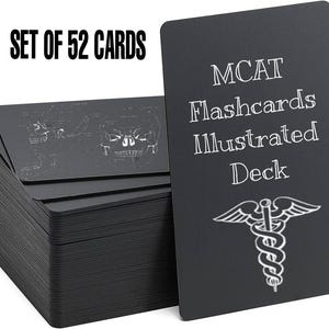 MCAT flashcards | engraved set of 52 playing cards | human anatomy illustrated version l study aid | medical student |
