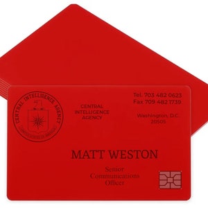 Benutzerdefinierte Farbe Metall CIA-agent Karte l Eloxiertes Aluminium l Visitenkarte l Calling Card ID Cosplay l Filmrequisite l Hand graviert l Sim-Karte