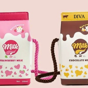 Torebka typu crossbody z kartonu po mleku | spersonalizowane imię | grawerunek ręczny | słodka torebka kawaii |