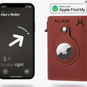Personalized Smart Wallet Airtag Programmable Mens RFID Block, Engraved , Groomsmen, Leather,Custom Wallet, Boyfriend ,For Men, Father's Day