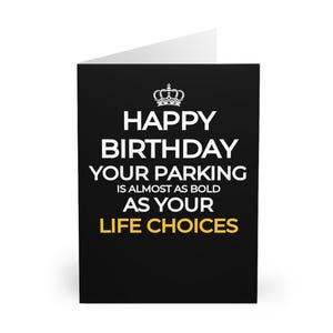 Gelukkige verjaardag parkeren grappige Britse kaarten uit de middenklasse | Verhuiskaart | Chique problemen | Britse humor | Britse wenskaarten (verpakking van 5)