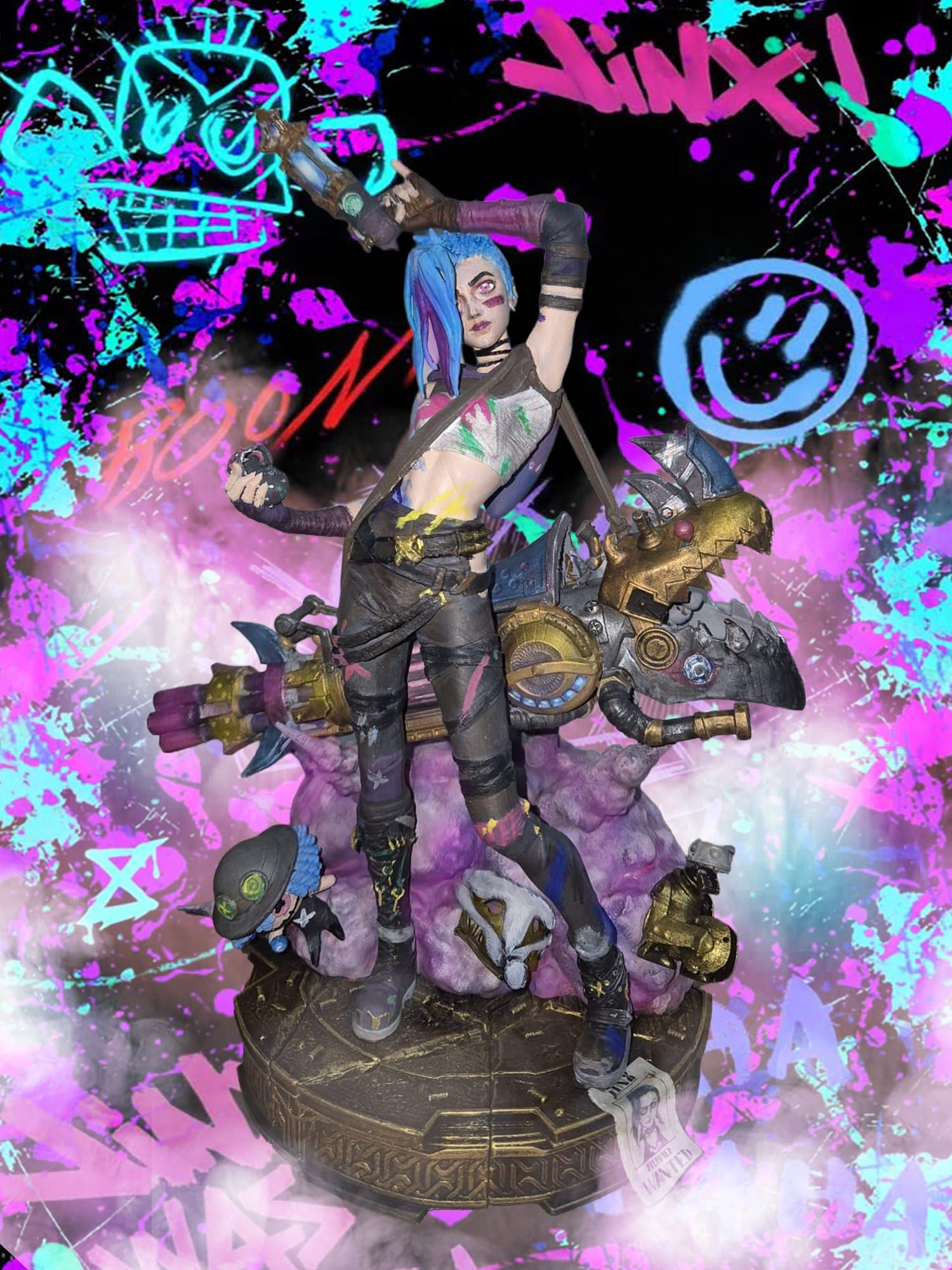 Jinx Inspired Sculpture – Fan Art Display Piece 3D Printed, Hand ...