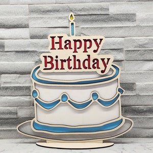 Happy Birthday table centerpiece laser cut file for 3mm wood,  available in SVG format, other formats available upon request