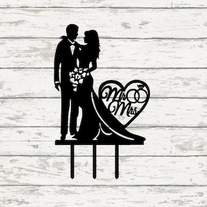 Bride and groom wedding cake topper, SVG instant download