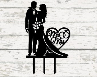 Topper de pastel de boda de novia y novio, descarga instantánea SVG