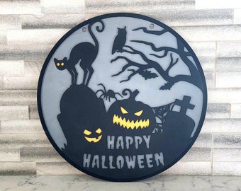 Layered Halloween Door Sign, Laser Cut File for 3mm Wood, SVG Instant ...