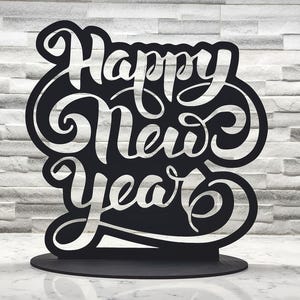 Happy New Year table centerpiece laser cut file for 3mm wood, SVG instant download