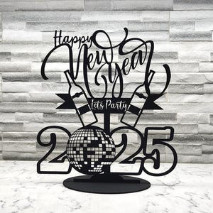 Happy New Year table centerpiece, laser cut file for 3mm wood, SVG instant download