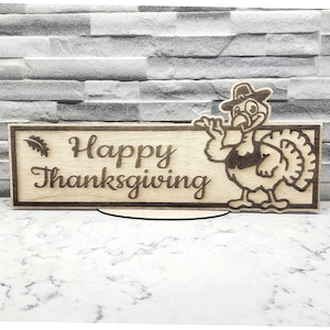 Happy Thanksgiving centerpiece, laser cut file for 3mm wood, SVG instant download