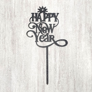 Happy New Year topper, laser cut file for 3mm wood, SVG instant download