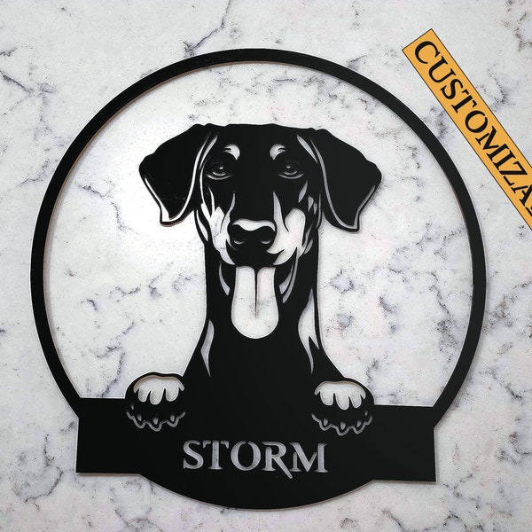 Customizable "Ears Down Dobie" DOBERMAN wall decoration, instant download, available in SVG format.