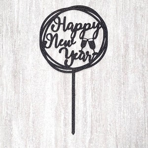 Happy New Year topper, laser cut file for 3mm wood, SVG instant download