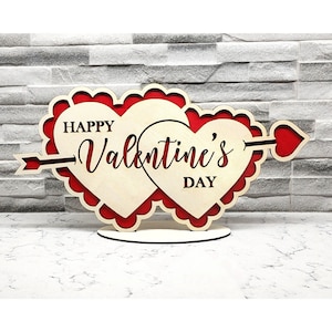 Happy Valentine&#39;s Day table centerpiece laser cut file for 3mm wood,  available in SVG format, other formats available